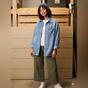 Indigo Rein oversized Light Blue Denim Top with White Logo